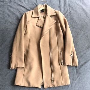 Tan wool coat with silver hardware